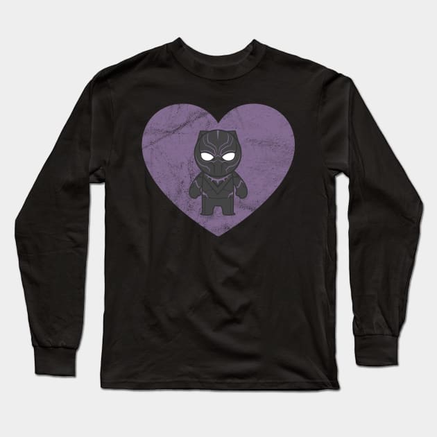 Chadwick Boseman & Wakanda Forever in Our Hearts (Kawaii Black Panther) Long Sleeve T-Shirt by gabradoodle